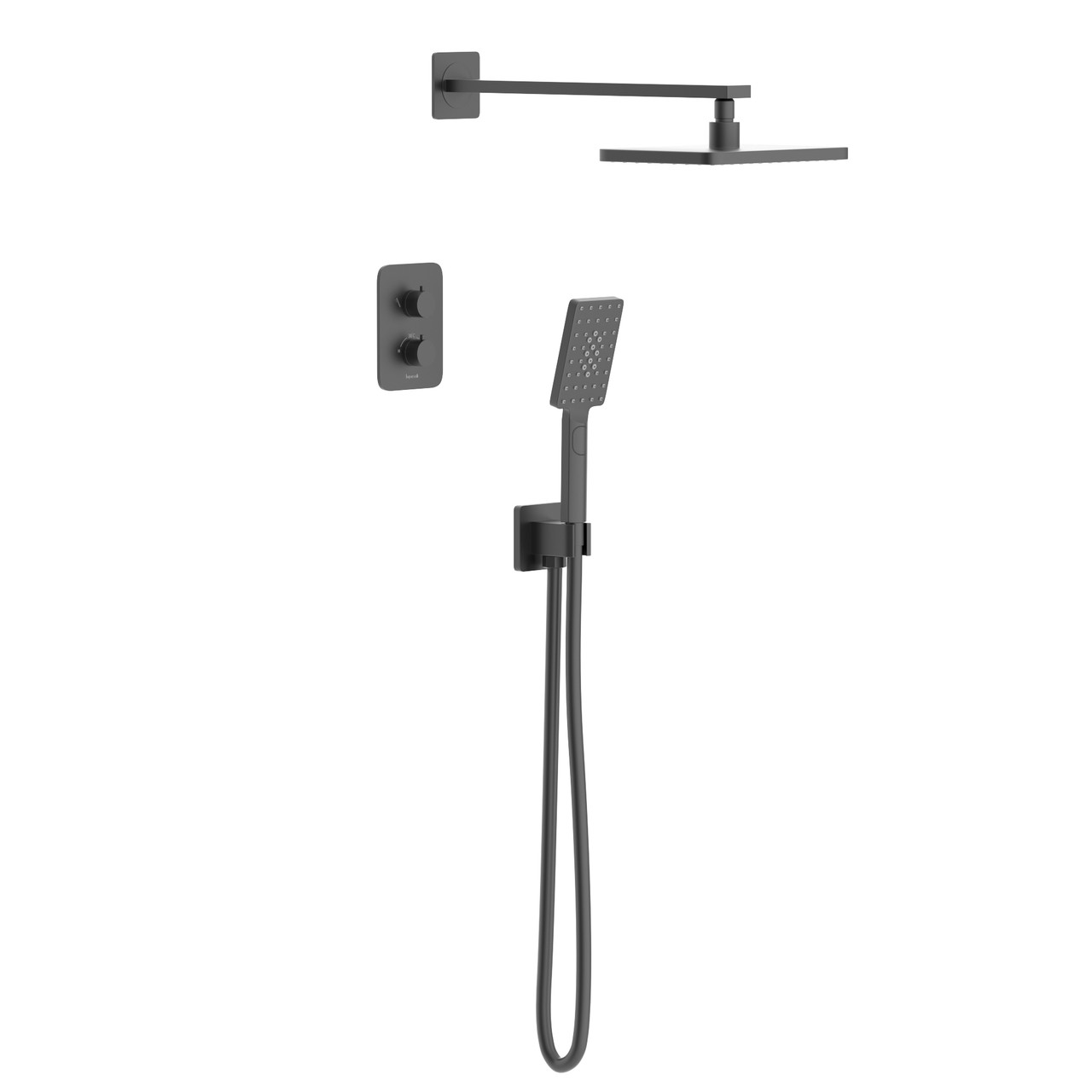 BILOVEC система душова прихованого монтажу (термостат 2 функції, душ 260*188 мм ABS, лійка 3 режими, шланг 1500 мм PVC), чорний