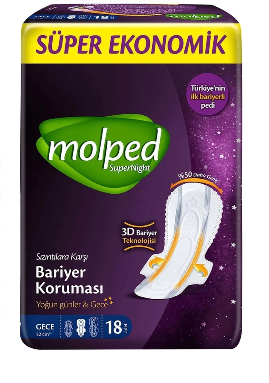 Прокладки гігієнічні Molped Super Night 5 крапель Long 18 шт