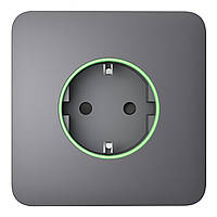 Розумна вбудована розетка з функцією моніторингу споживання електроенергії Ajax Outlet [type F] Jeweller Grey
