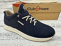 Чоловічі літні шкіряні кросівки перфоровані сині Clubshoes Натуральна шкіра! Гарантія Нова колекція
