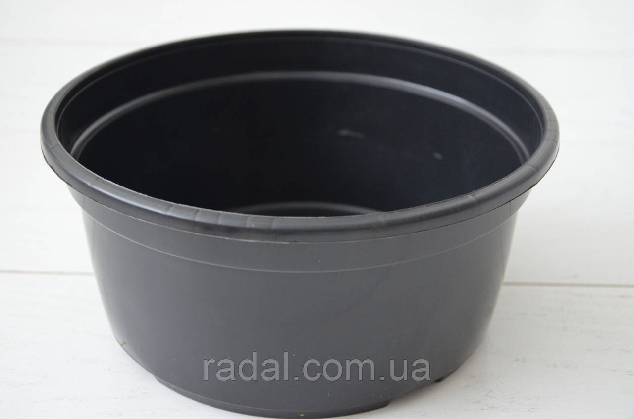Горщик-миска для хризантем 3л-22 см (Чорний) Україна, фото 1