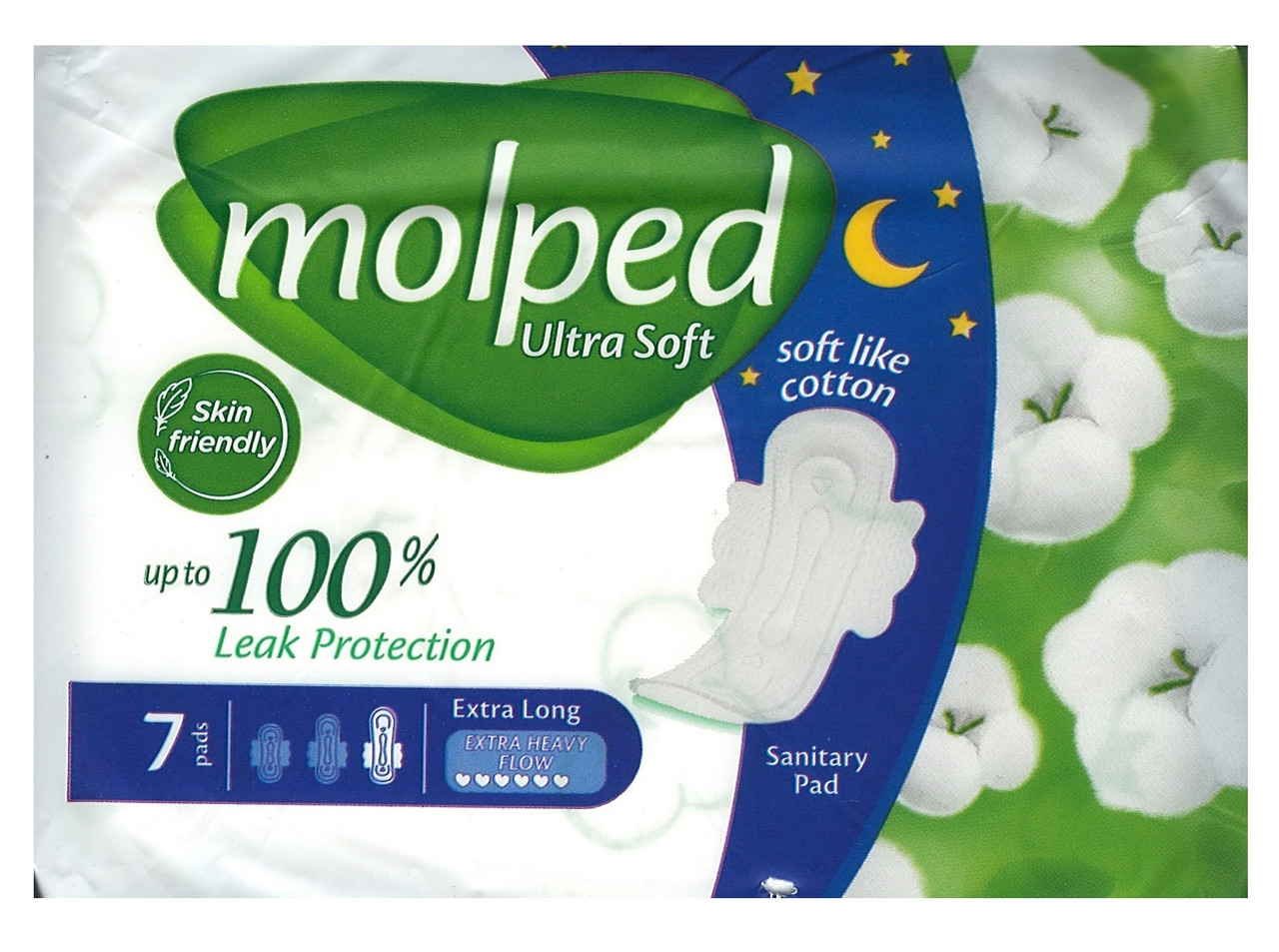 Прокладки гігієнічні Molped Pure Ultra Soft Super Night Extra long 7шт, фото 1