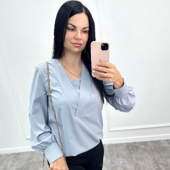 Класична модна жіноча блузка з довгим рукавом красива ошатна літня блуза великі розміри