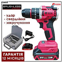 Шуруповерт акумуляторний Edon KW ED-21PBL ударний безщітковий 2 швидкості 2 АКБ 21 В 2 Ач