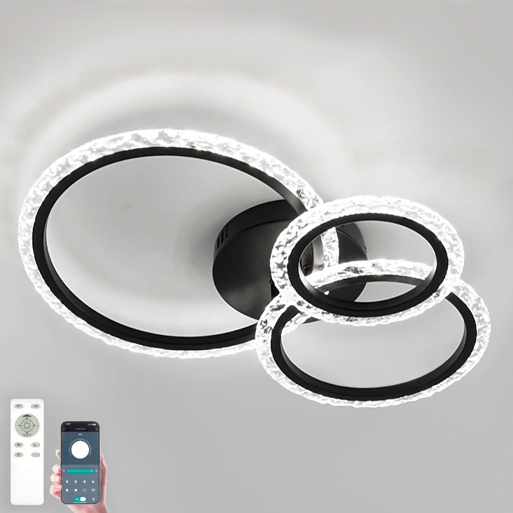Смарт люстра TRIO 3R 70W чорна Esllse LED 510х380х107мм світлодіодна керована з пультом і додатком для смартфону APP