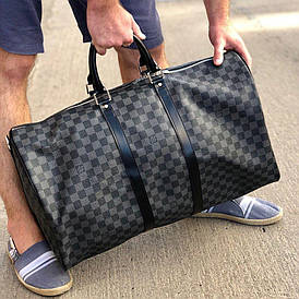 Сумка Louis Vuitton шкіряна,50 см, сіра шахматка, Люкс