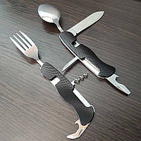 Уцінка. Набір столовий туристичний 7в1 складний (ложка, виделка та ін)