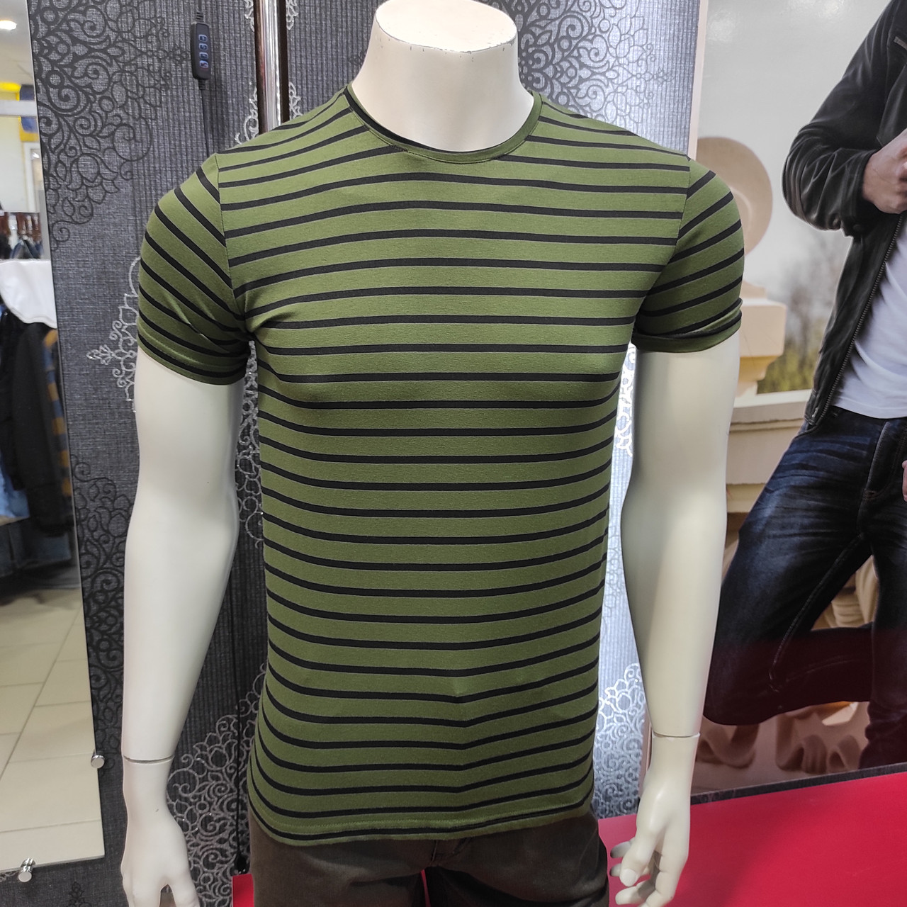 Чоловіча футболка хакі Смужка, фото 1