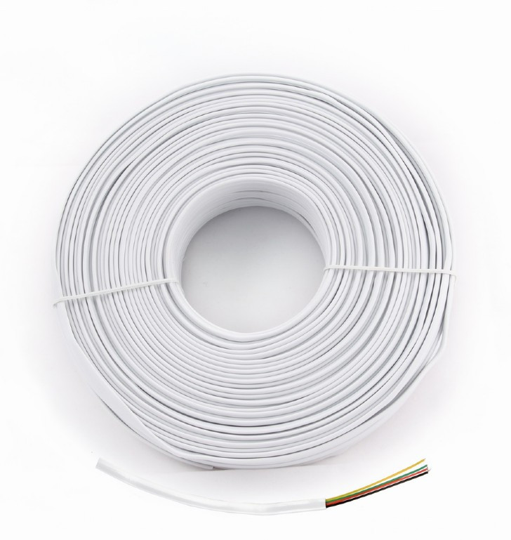 Кабель телефонний Cablexpert 4-х жильний плоский білий 100м (TC1000S-100M), фото 1