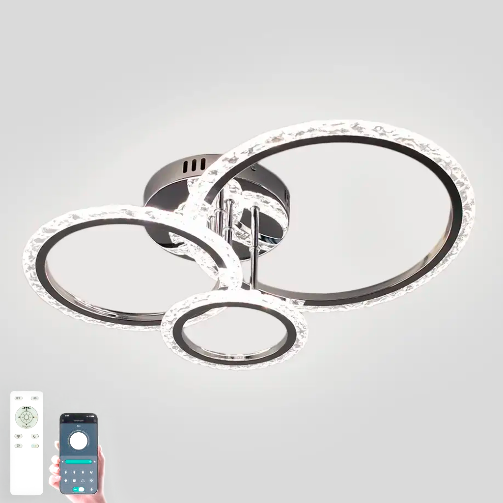 Смарт люстра TRIO 3R 70W хром Esllse LED 510х380х107мм світлодіодна керована з пультом і додатком для смартфону APP
