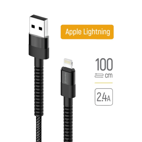 Кабель USB Lightning ColorWay CW-CBUL063-BK 2,4A 1м чорний, фото 1