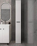 Вузька шафа для ванної, стелаж для зберігання приладдя ванної кімнати ШВК - 34, колір Білий