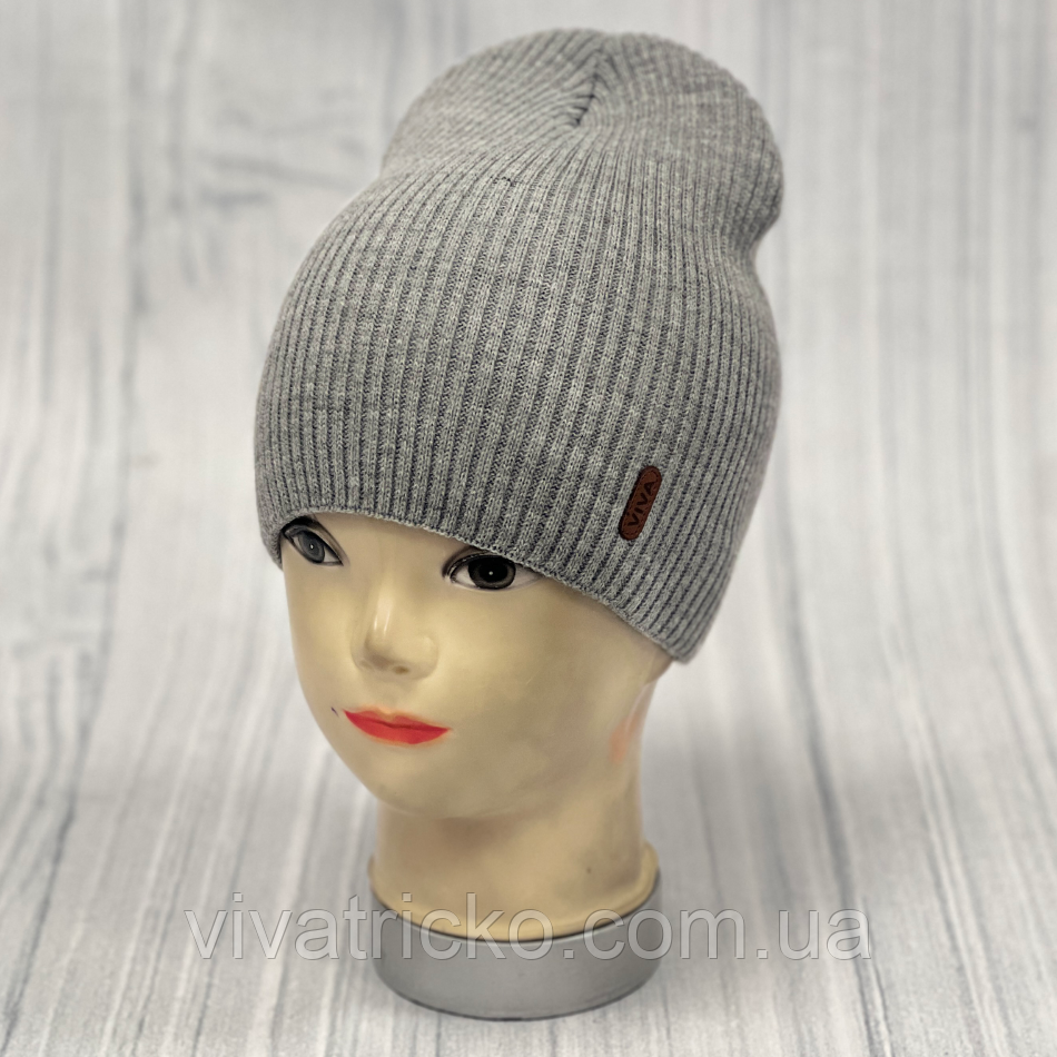 М 89032. Шапка подвійна без фліса для хлопчиків, різні кольори, 4-12 років, фото 1