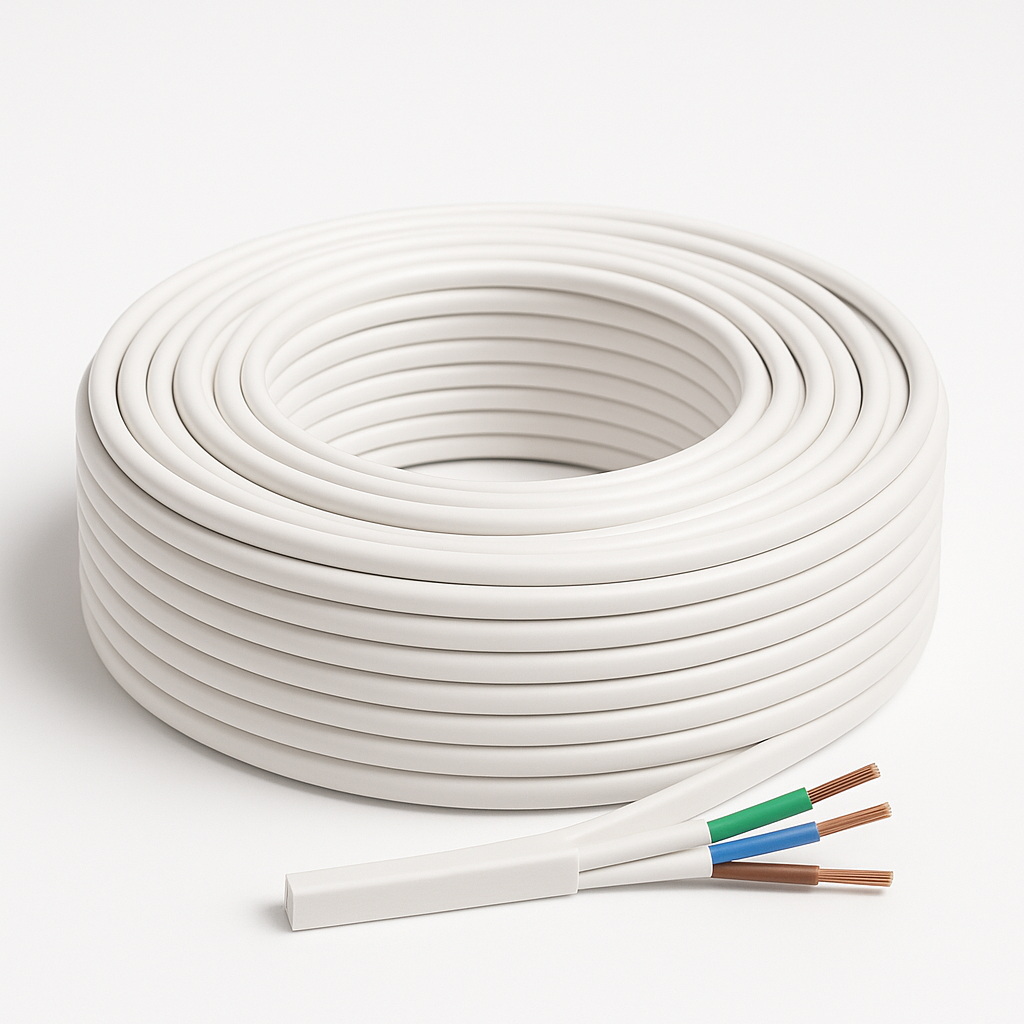 Провід сполучний ШВВП 3х4 багатожильний бухта 100 метрів білий Інтерелектро, фото 1