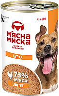 Вологий корм для дорослих собак М′ясна миска паштет з куркою 415 гр