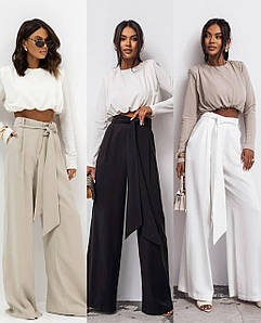 Брюки maxi oversize з костюмки (пасок у комплекті)
