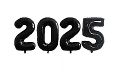 Набір фольгованих цифр "2025" чорні, 80см
