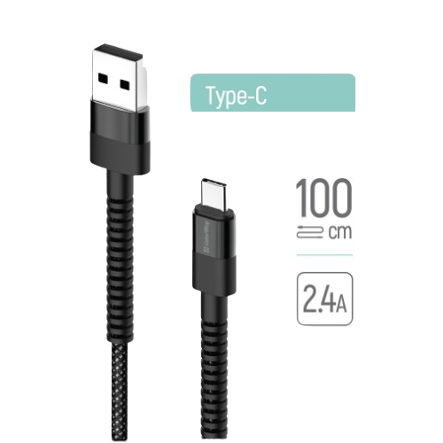 Кабель USB Type-C ColorWay CW-CBUC063-BK 2,4A 1м чорний, фото 1