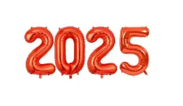 Набір фольгованих цифр "2025" червоні, 80см