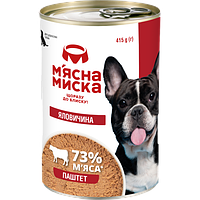 Вологий корм для дорослих собак М′ясна миска паштет з яловичиною 415 гр