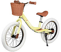Беговел детский Maraton Crussier STORY 14" с надувными колесами и корзинкой кремовый