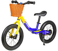 Беговел детский Maraton Crussier STORY 14" с надувными колесами и корзинкой синий