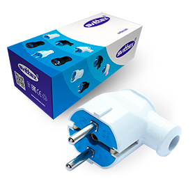 SV-101Б Вилка штепсельна кутова з заземленням біла, фото 1