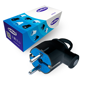 SV-102Ч Вилка штепсельна кутова з кільцем з заземленням чорна, фото 1