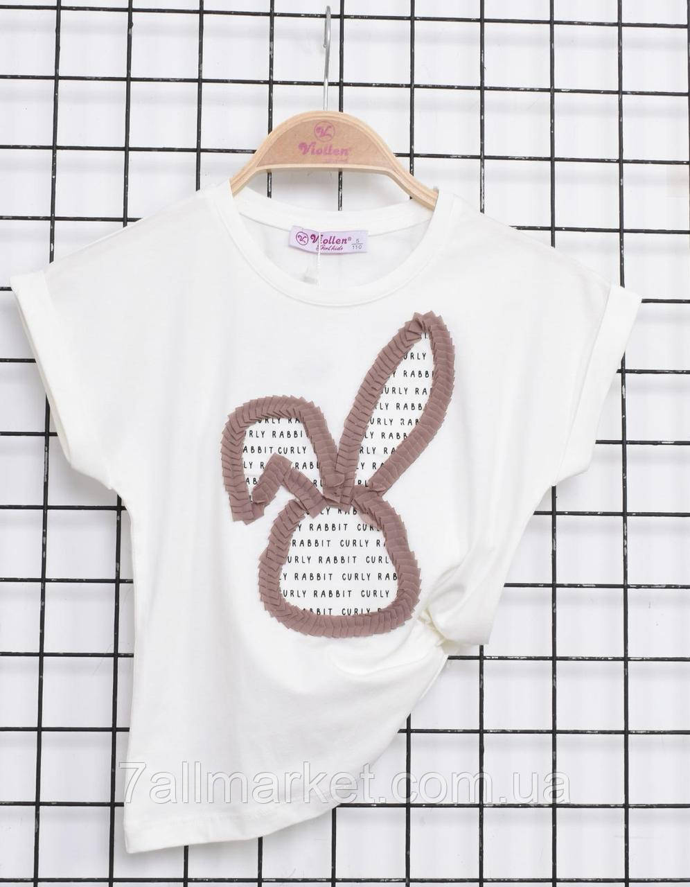 Футболка дитяча стильна з Зайчиком на дівчинку 3-7 років (6 л) "PONI KIDS" купити недорого від прямого, фото 1