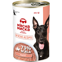 Вологий корм для дорослих собак М′ясна миска паштет м′ясне асорті 415 гр