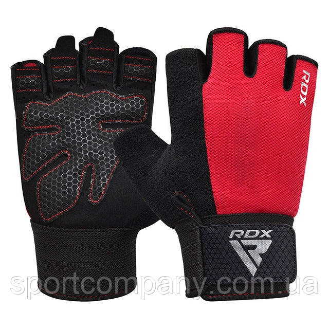 Рукавички для фітнесу RDX W1 HALF RED PLUS-M