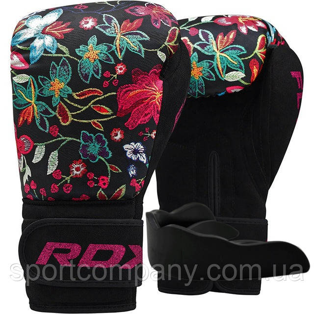Боксерські рукавиці RDX FL-3 FLORAL BLACK-12 унцій (капа в комплекті)