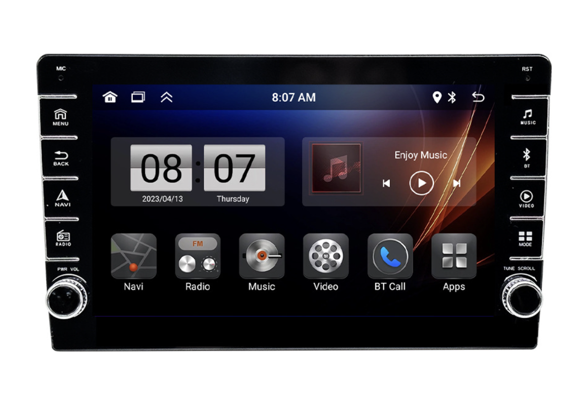 Магнітола універсальна на Android із кнопками | 8" CarPlay, Bluetooth, камера