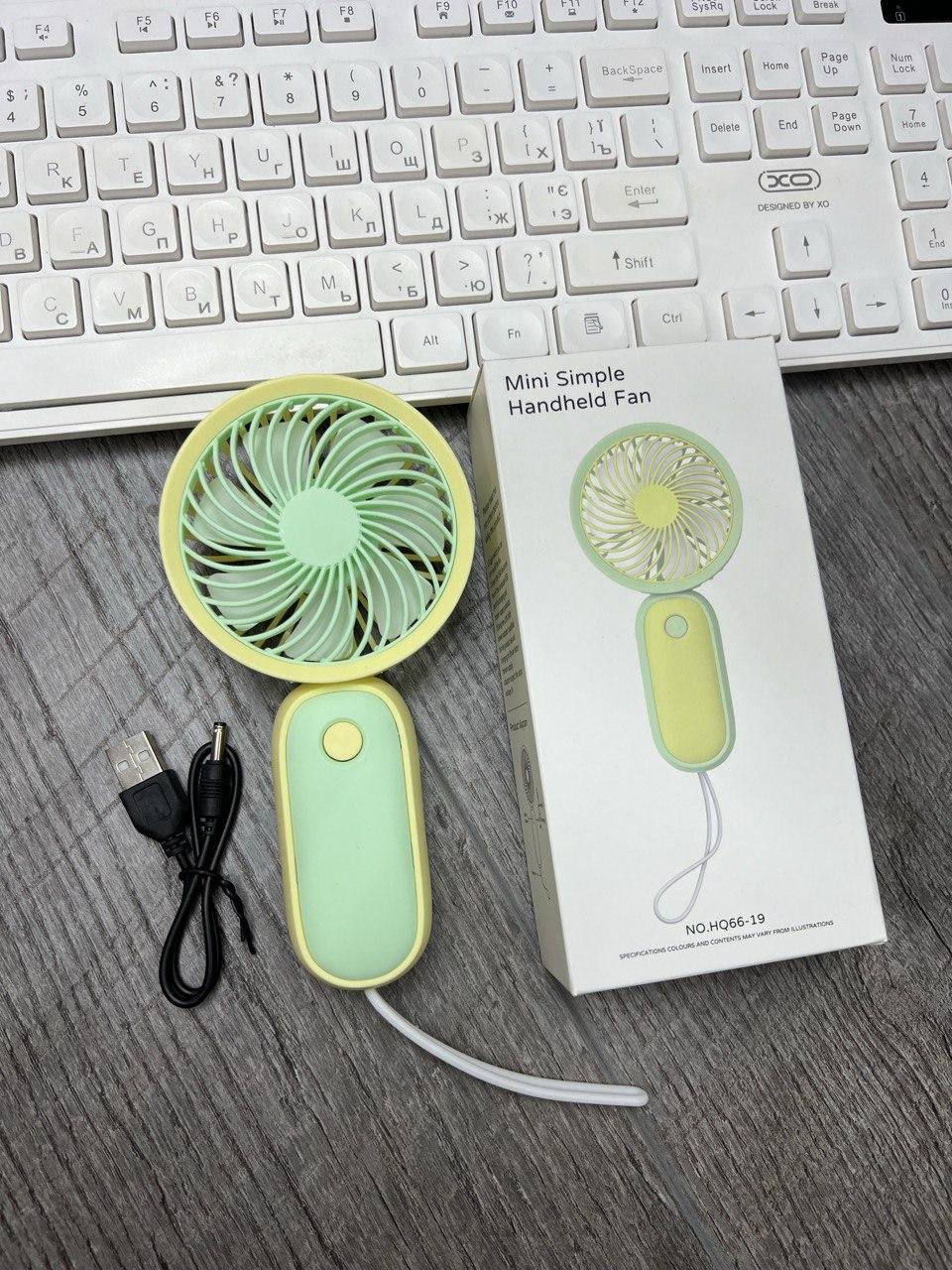 Ручний вентилятор HQ66-19 Mini акумуляторний із USB-зарядкою Салатовий