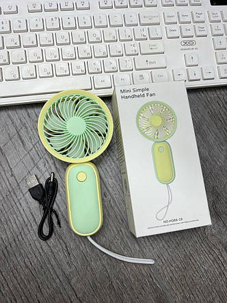 Ручний вентилятор HQ66-19 Mini акумуляторний із USB-зарядкою Салатовий, фото 1