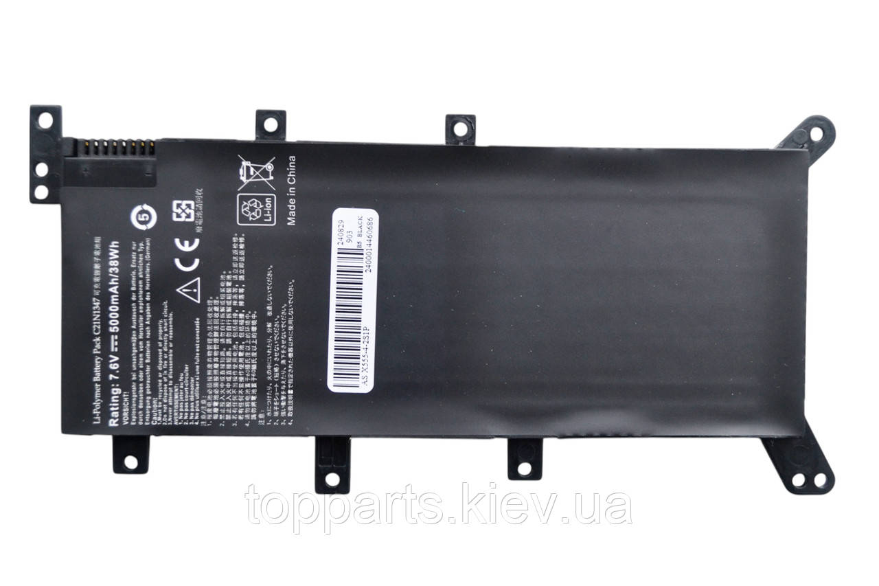 Батарея C21N1347 для ноутбука Asus , 5000mAh (38Wh), 4cell, 7.6V, Li-Pol, чорна, фото 1