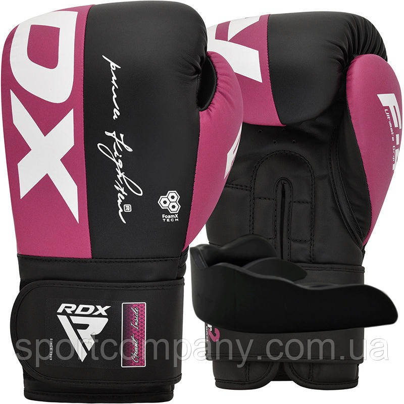 Боксерські рукавиці RDX REX F4 PINK/BLACK-8 унцій (капа в комплекті)