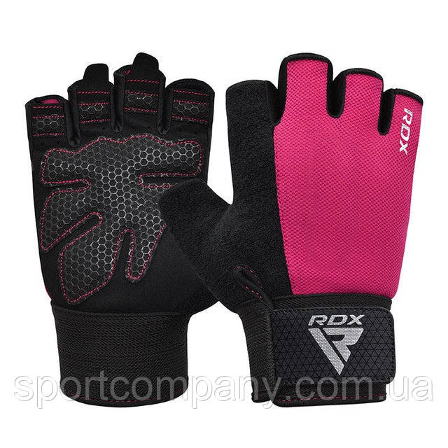 Рукавички для фітнесу RDX W1 HALF PINK PLUS-M
