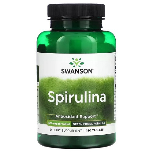 Вітаміни Swanson Spirulina 500 mg (180 таблеток.), фото 1