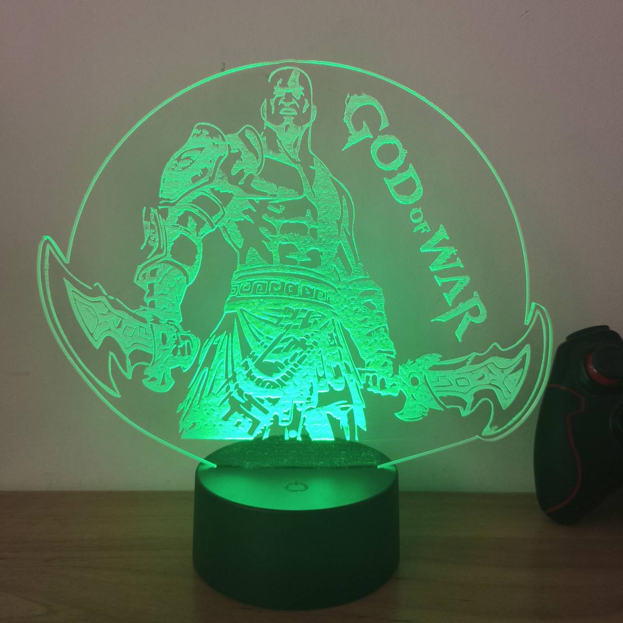 Нічник "God of War. Кратос". LED світильник (16 кольорів світіння) з пультом, фото 1