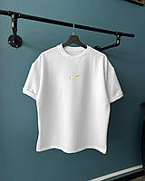 Чоловіча футболка літня Nike бавовна, Чоловіча футболка Nйк для підлітка, Біла великого розміру