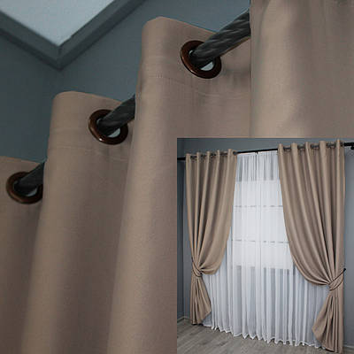 Комплект (2шт. 1,5х2,5м.) штор на люверсах, колекція "Bagema Rvs". Колір какао. Код 1242ш 37-0111