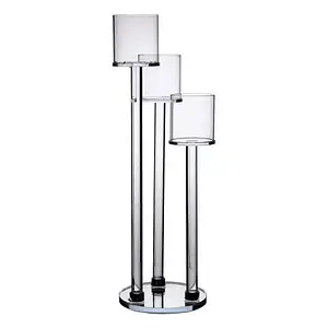 Декоративний скляний підсвічник на 3 свічки 37.5 см