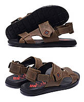 Чоловічі літні шкіряні сандалії Brown Leather, чоловічі сандалі босоніжки, шльопанці коричневі. Чоловіче взуття