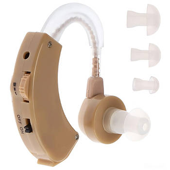 Завушний слуховий апарат + 3 насадки, від батарейок, Xingma ХМ-909Е / Вушний підсилювач слуху