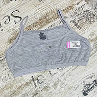 Бавовняні топи для дівчаток на вузьких шлейках у сірому кольорах