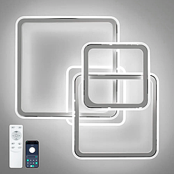 Люстра SONNE 90W 4S APP біла / хром Luminaria 3000-6500К 9000Lm керована світлодіодна LED з пультом ДУ IP20 525х525х115мм