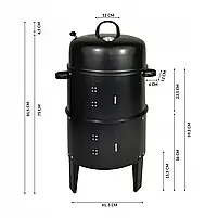 Вугільний гриль-коптильня з тефлоновим матом BBQ Чорний гриль, фото 2