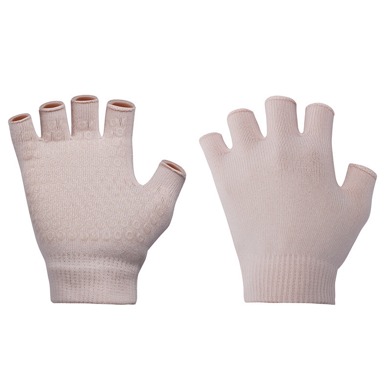 Рукавички для Йоги Yoga Gloves (Прозоре Силіконове Покриття), світло-бежевий