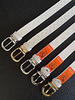 Стильний жіночий рмінь із натуральної шкіри, ширина 3 см, Білий